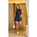 Conjunto Colete E Short Couro Nina