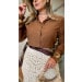 Camisa Básica Manga Longa Crepe Texturizado