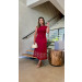 Conjunto Cropped E Saia Midi Linho Bordado Vani