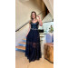 Vestido Couro Renda Karen