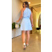 Vestido Curto Gola Alta Poá Tamires