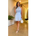 Vestido Curto Gola Alta Poá Tamires