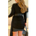 Vestido Curto Detalhe Couro Roberta