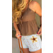 Short Jeans Detalhe Bordado Flower 