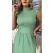 Vestido Linho Gola Alta Midi Kayle