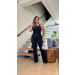 Conjunto Blusa E Calça Risca De Giz