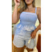 Conjunto Cropped Alcinha Peplum E Short Nara