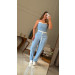 Conjunto Cropped E Calça Risca De Giz Paula 