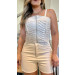 Conjunto Cropped E Short Couro Luisa