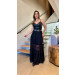 Vestido Couro Renda Karen