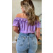 Blusa Ombro Á Ombro Botões Flora