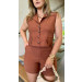 Conjunto Colete E Short Linho Barbara